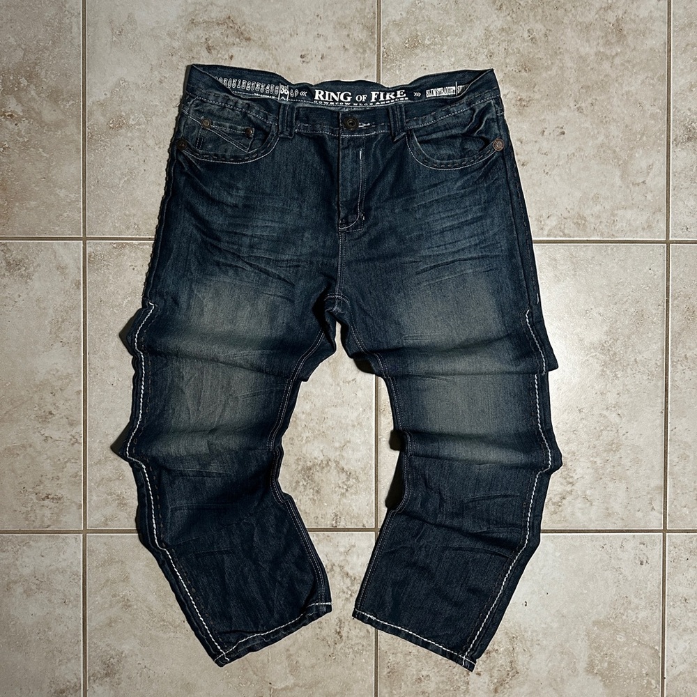 Vintage Y2K Grunge Ring of Fire Jeans